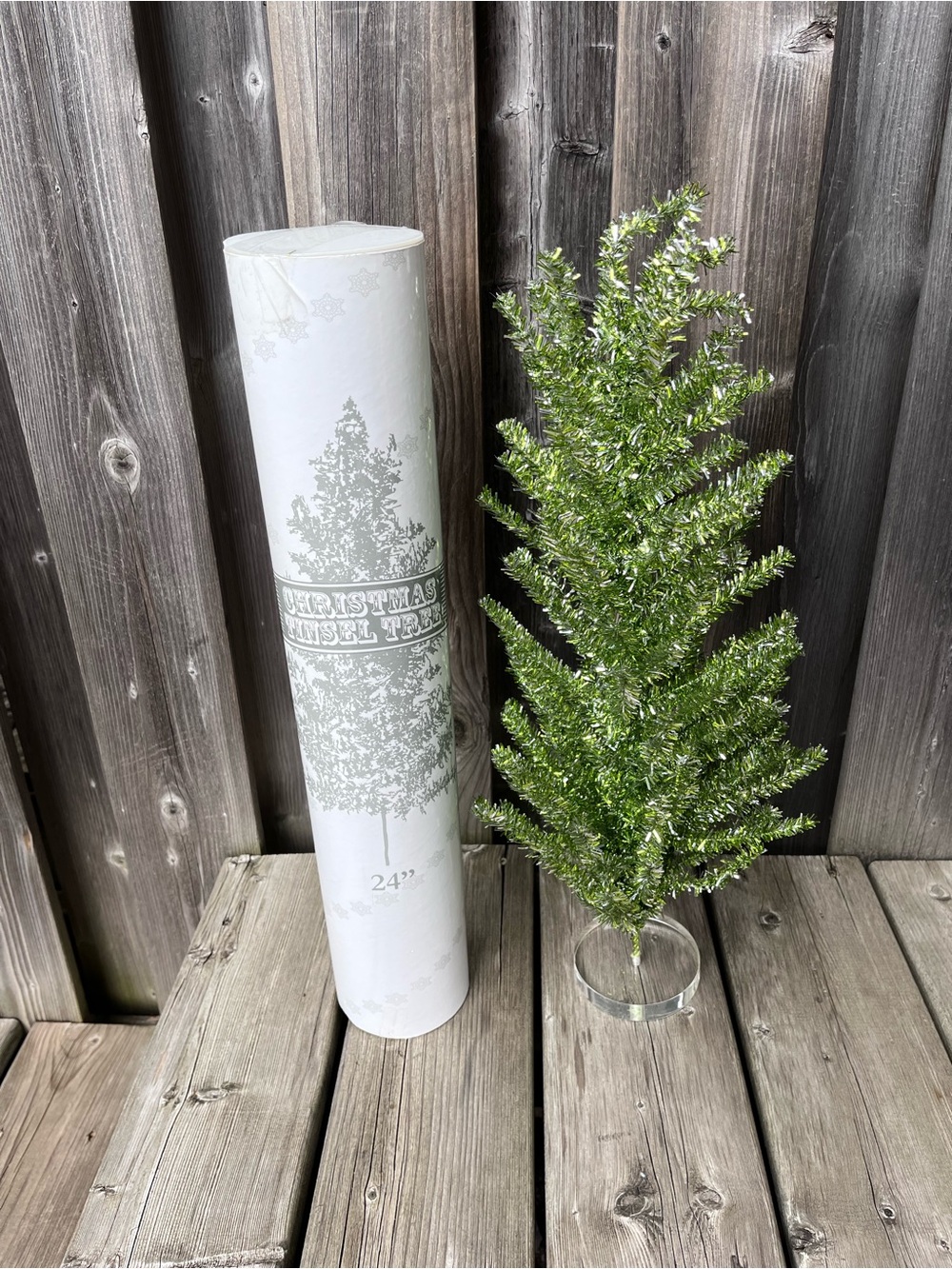 Green Tinsel Tabletop Christmas Tree 24”